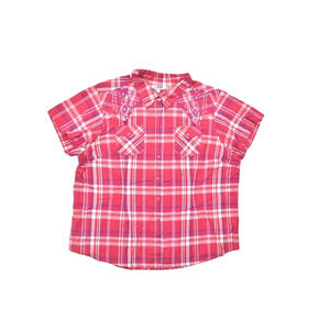 Back in the Saddle Plus Size 2X Pink Plaid Embroidered Western Shirt